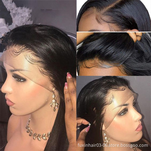 Vendor Stock 13X6 Hd Transparent Swiss Lace Wigs Human Hair Lace Front Glueless Brazilian 100% Virgin Natural Human Hair Wigs
